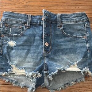 American Eagle Blue Jean Shorts Distressed Cut-Off/3